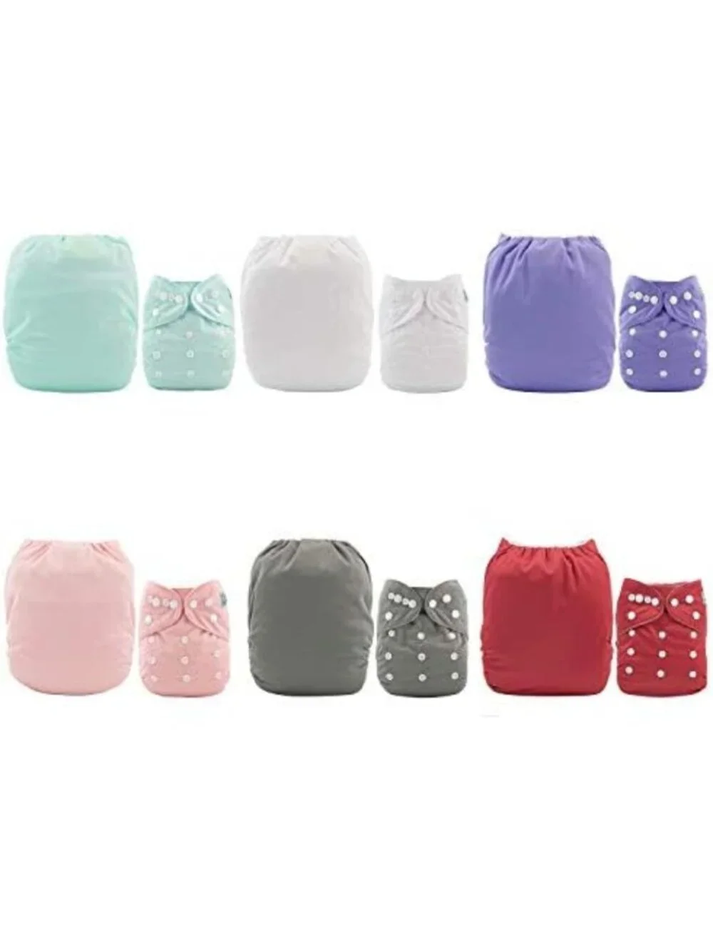6-Pack Adjustable Cloth Diapers with 12 Inserts - Washable & Reusable for Babies
